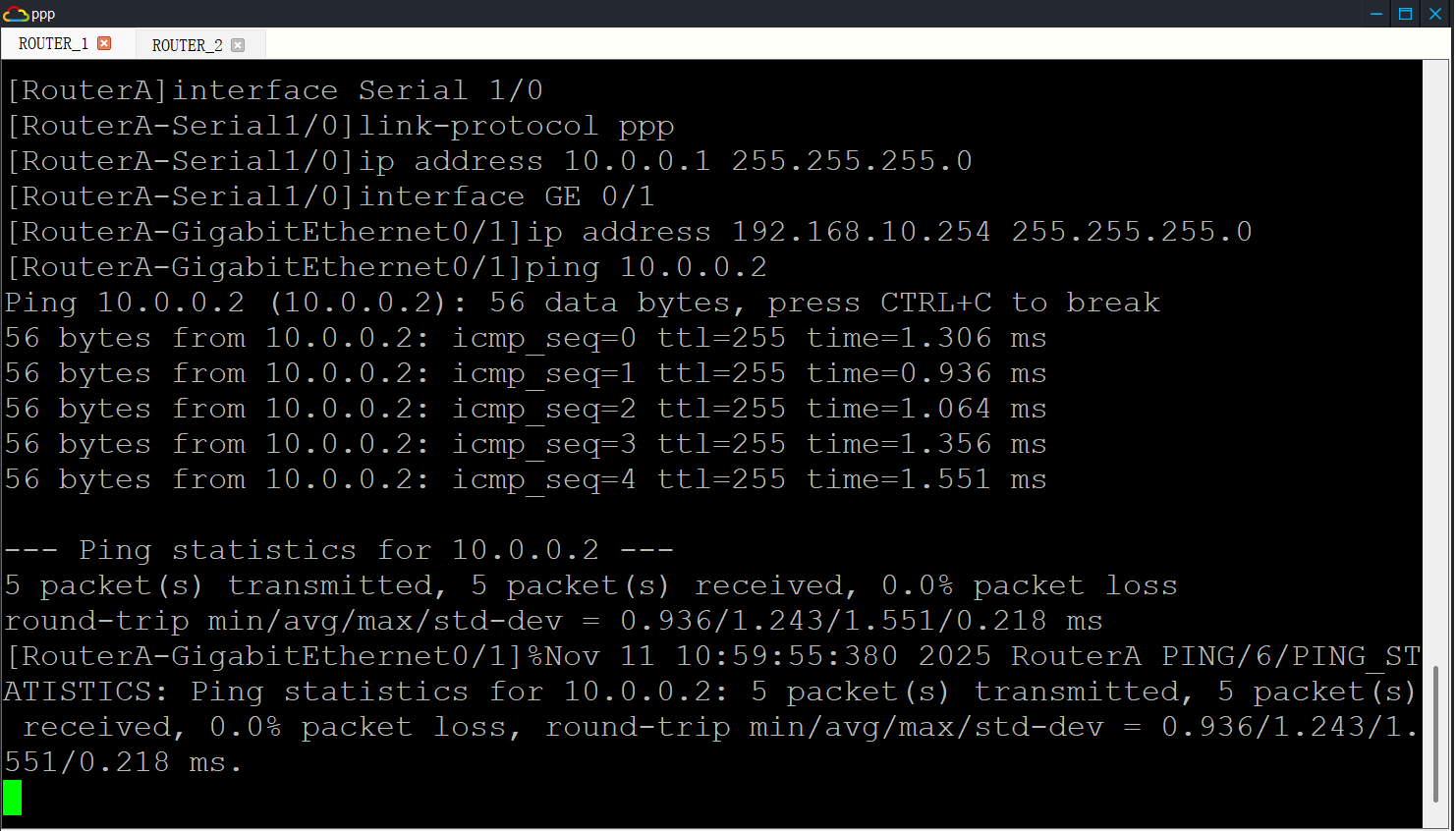 PPP ping测试结果